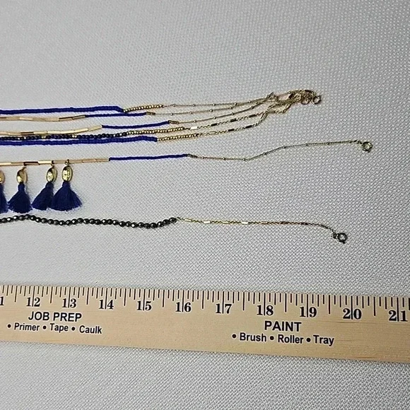 Retired Vintage Stella & Dot Tulum Tassel Necklace Gold Blue Beaded Versatile - Picture 12 of 16